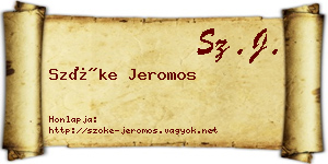 Szőke Jeromos névjegykártya